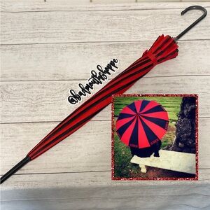*Witchwood Bags HORROR Red Black Stripe Parasol Umbrella